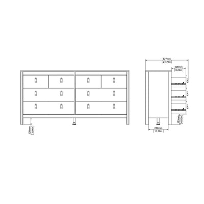 Madrid Double Dresser 4+4 Drawers in Matt Black – FTG, view 11