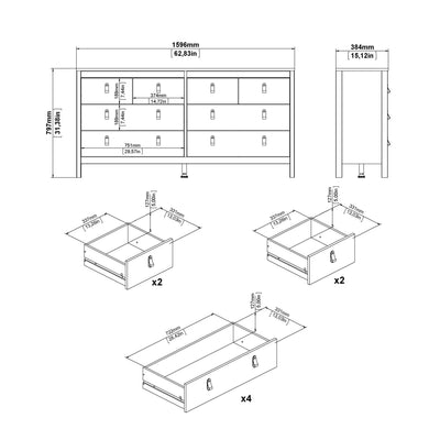 Madrid Double Dresser 4+4 Drawers in Cashmere – FTG, view 10
