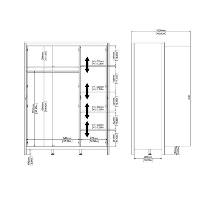 Madrid Wardrobe with 3 Doors in Jackson Hickory Oak – FTG, view 12