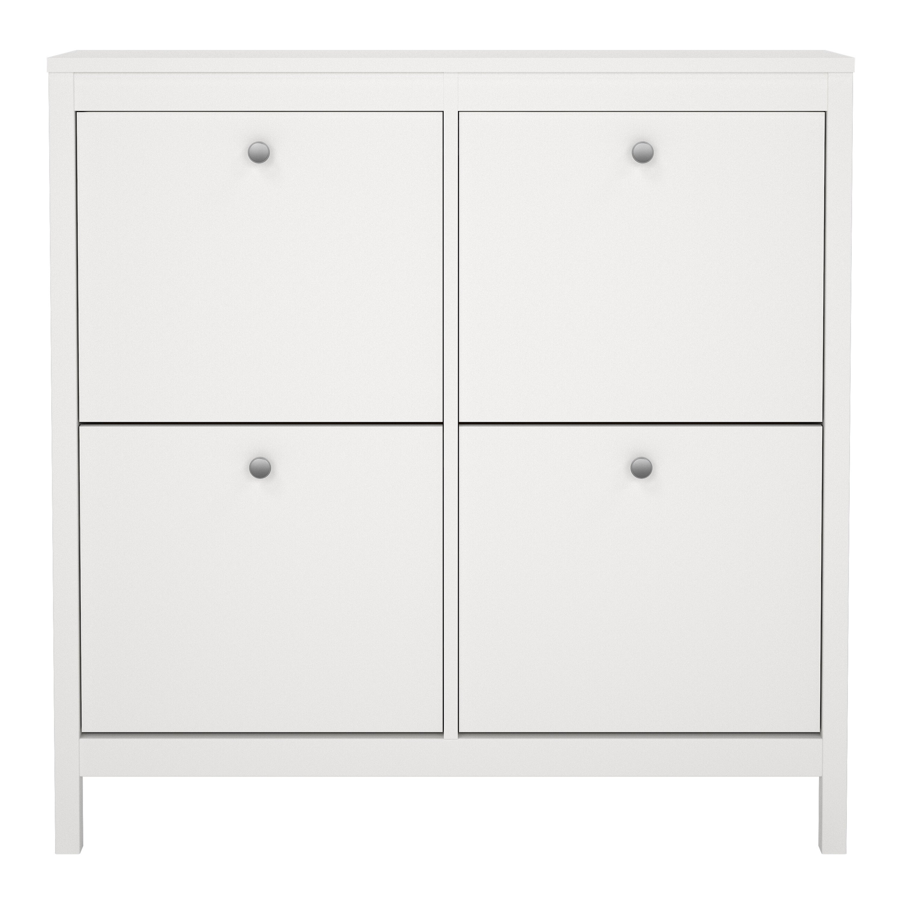 Madrid Shoe Cabinet 4 Flip Down Doors in White – FTG, view 2