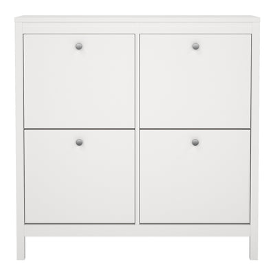 Madrid Shoe Cabinet 4 Flip Down Doors in White – FTG, view 2