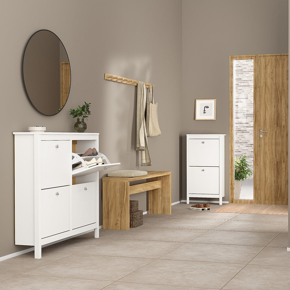 Madrid Shoe Cabinet 4 Flip Down Doors in White – FTG, view 6