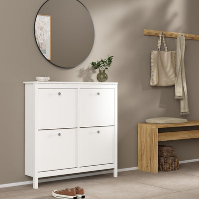 Madrid Shoe Cabinet 4 Flip Down Doors in White – FTG, view 7