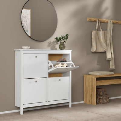 Madrid Shoe Cabinet 4 Flip Down Doors in White – FTG, view 8