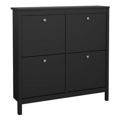Madrid Shoe Cabinet 4 Flip Down Doors in Matt Black – FTG