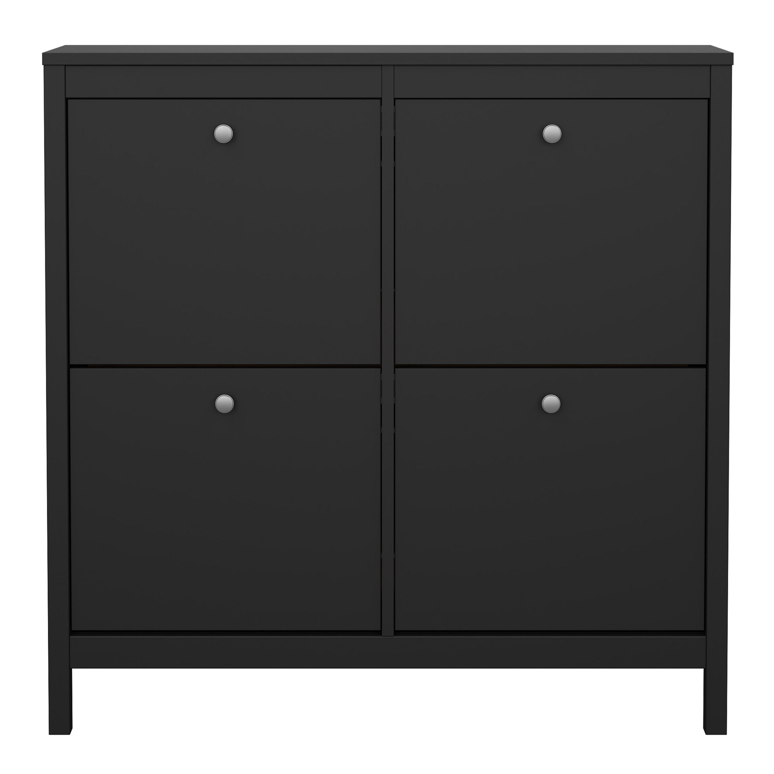 Madrid Shoe Cabinet 4 Flip Down Doors in Matt Black – FTG, view 2