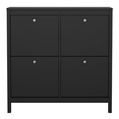 Madrid Shoe Cabinet 4 Flip Down Doors in Matt Black – FTG, view 2