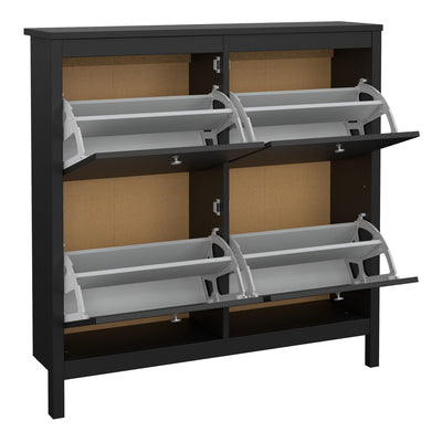 Madrid Shoe Cabinet 4 Flip Down Doors in Matt Black – FTG, view 5