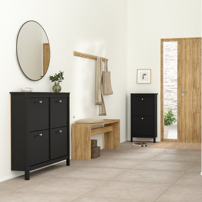 Madrid Shoe Cabinet 4 Flip Down Doors in Matt Black – FTG, view 6