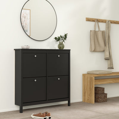 Madrid Shoe Cabinet 4 Flip Down Doors in Matt Black – FTG, view 7