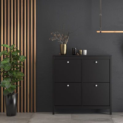 Madrid Shoe Cabinet 4 Flip Down Doors in Matt Black – FTG, view 8
