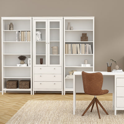 Madrid China Cabinet 2 Glass Doors with 3 Drawers in White – FTG, view 7