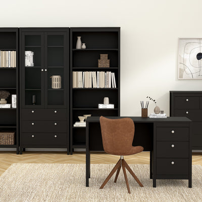 Madrid China Cabinet 2 Glass Doors with 3 Drawers in Matt Black – FTG, view 7