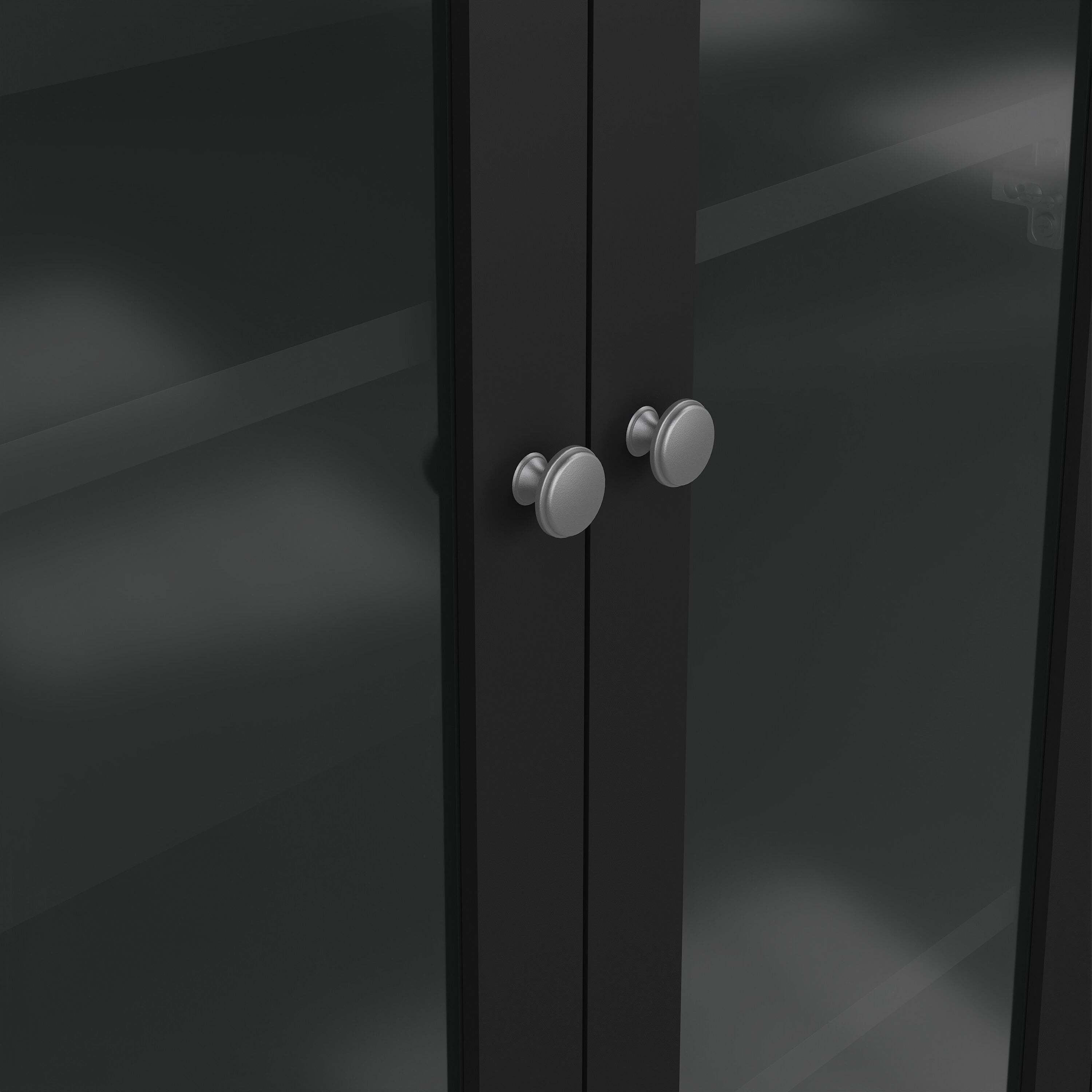 Madrid China Cabinet 2 Glass Doors with 3 Drawers in Matt Black – FTG, view 9