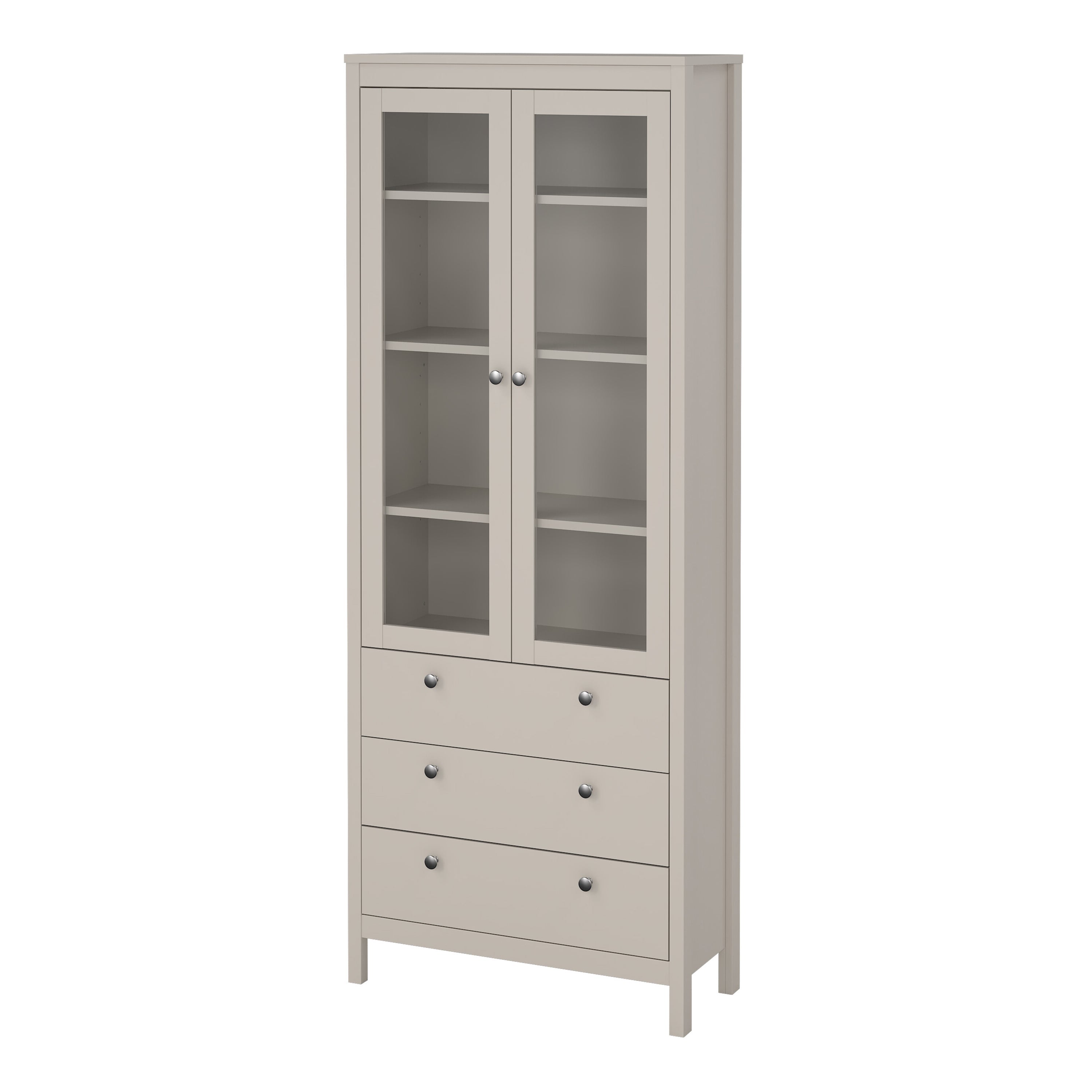 Madrid China Cabinet 2 Glass Doors with 3 Drawers in Cashmere – FTG, view 3