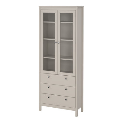 Madrid China Cabinet 2 Glass Doors with 3 Drawers in Cashmere – FTG, view 3