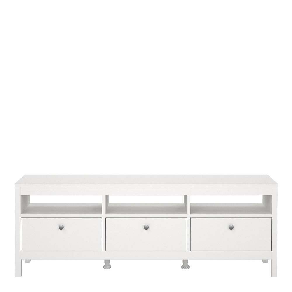 Madrid TV Unit 3 Drawers in White – FTG, view 2