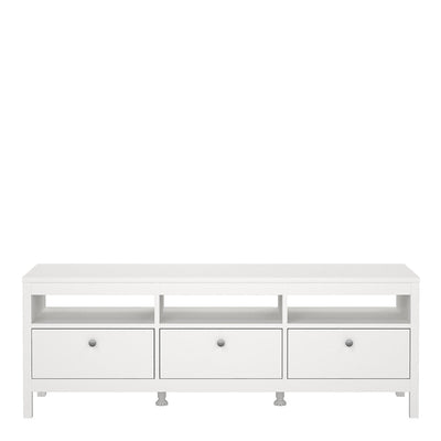 Madrid TV Unit 3 Drawers in White – FTG, view 2