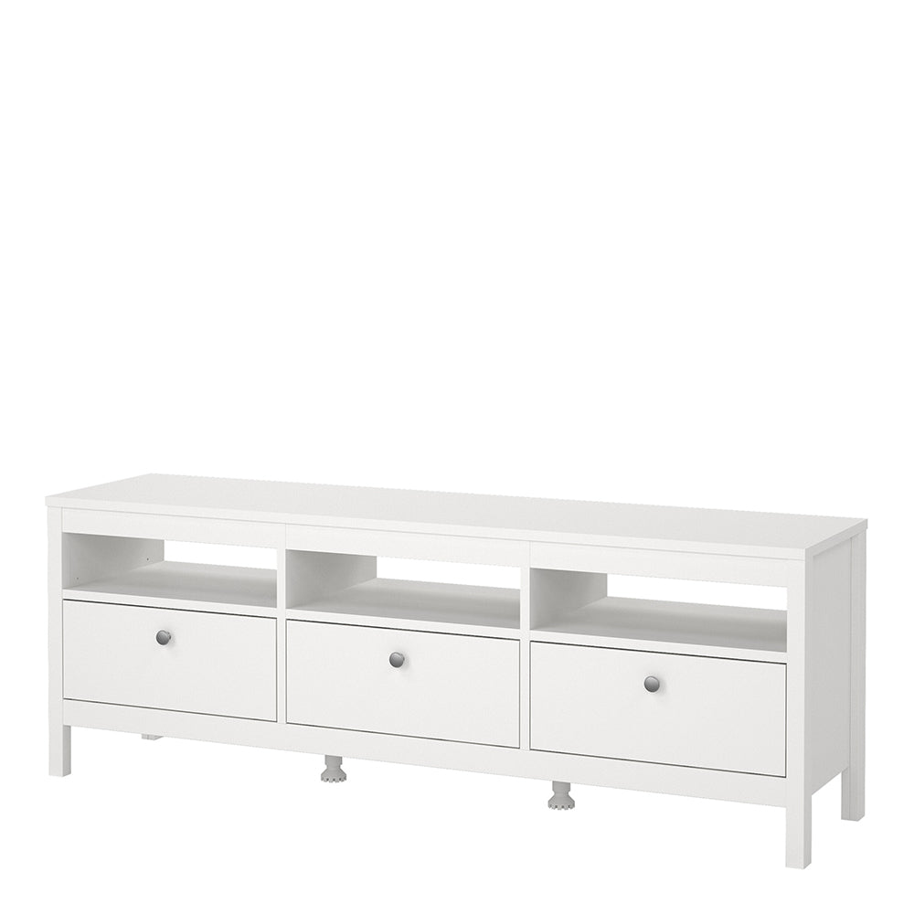 Madrid TV Unit 3 Drawers in White – FTG, view 3