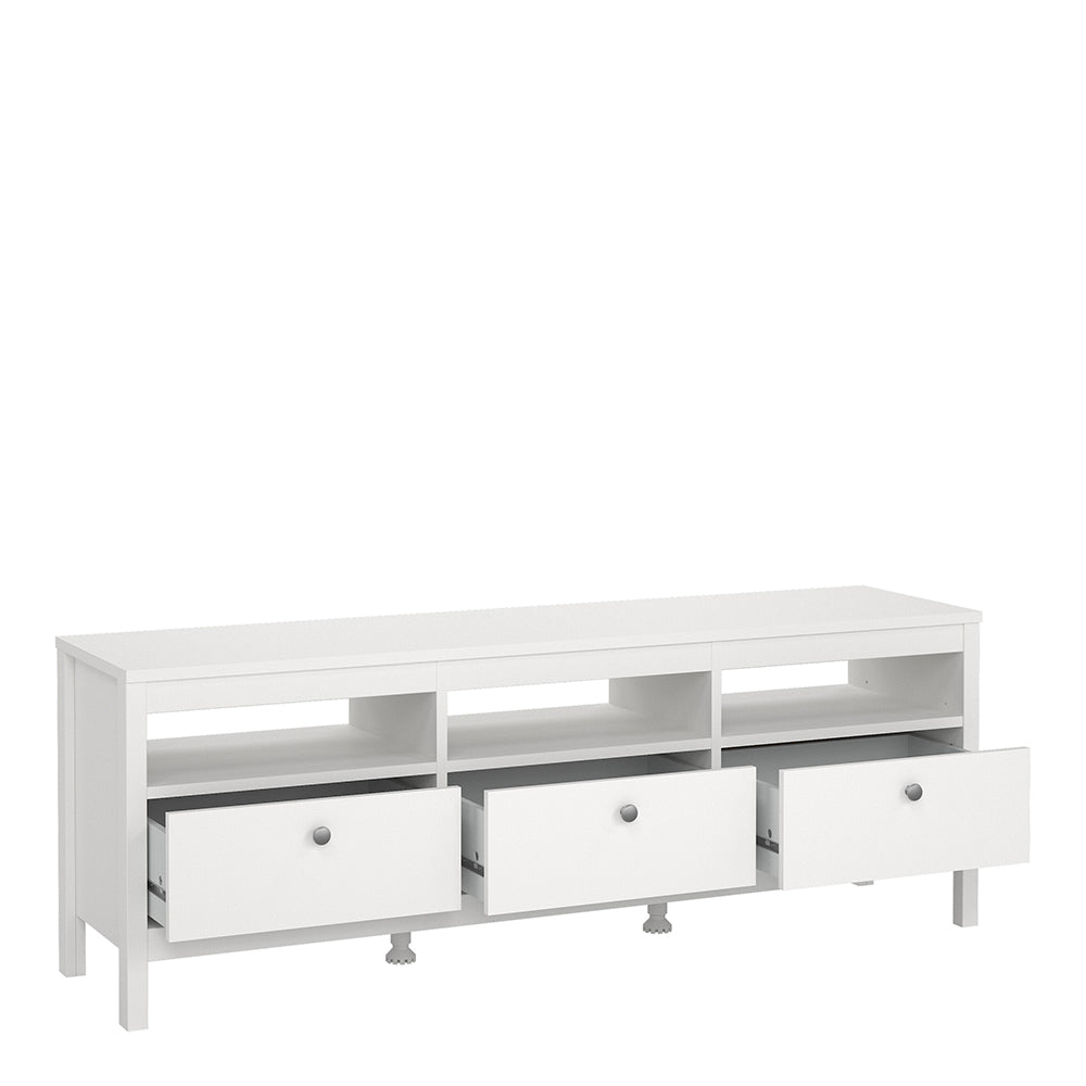 Madrid TV Unit 3 Drawers in White – FTG, view 5