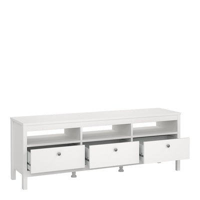 Madrid TV Unit 3 Drawers in White – FTG, view 5