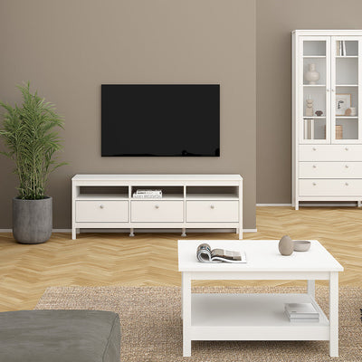 Madrid TV Unit 3 Drawers in White – FTG, view 6