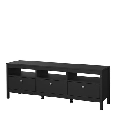 Madrid TV Unit 3 Drawers in Matt Black – FTG, view 3