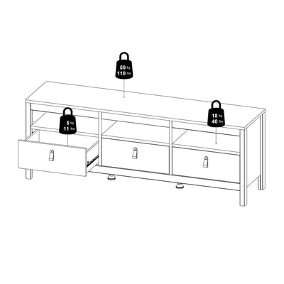 Madrid TV-Unit 3 Drawers in Jackson Hickory Oak – FTG, view 12