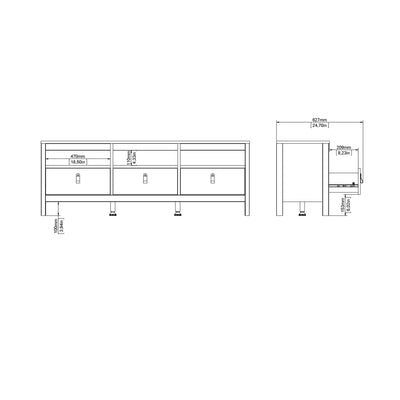 Madrid TV Unit 3 Drawers in Cashmere – FTG, view 10