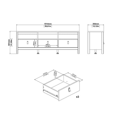 Madrid TV Unit 3 Drawers in Cashmere – FTG, view 9