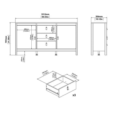 Madrid Sideboard 2 Doors 3 Drawers in White – FTG, view 10