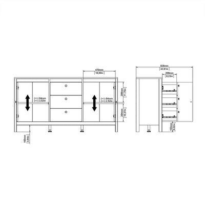 Madrid Sideboard 2 Doors 3 Drawers in Matt Black – FTG, view 11