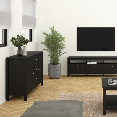 Madrid Sideboard 2 Doors 3 Drawers in Matt Black – FTG, view 6
