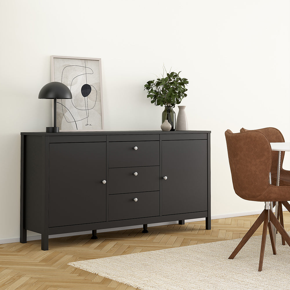 Madrid Sideboard 2 Doors 3 Drawers in Matt Black – FTG, view 7
