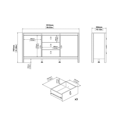 Madrid Sideboard 2 Doors + 3 Drawers in Jackson Hickory Oak – FTG, view 10
