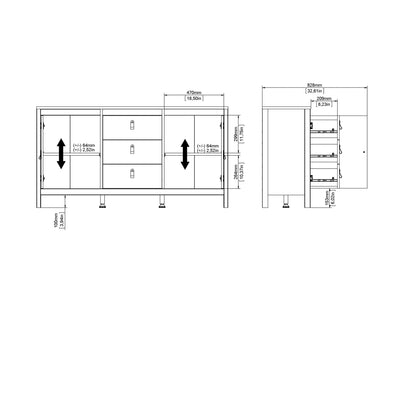 Madrid Sideboard 2 Doors + 3 Drawers in Cashmere – FTG, view 10