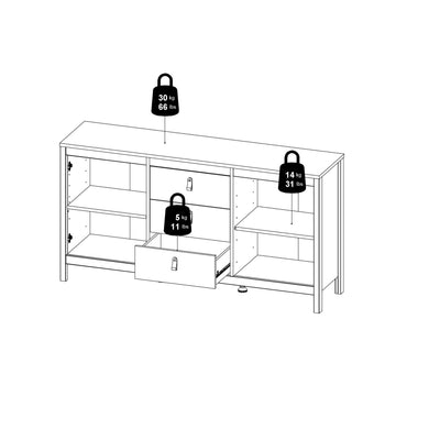 Madrid Sideboard 2 Doors + 3 Drawers in Cashmere – FTG, view 11