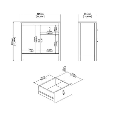 Madrid Sideboard 2 Doors 1 Drawer in White – FTG, view 10