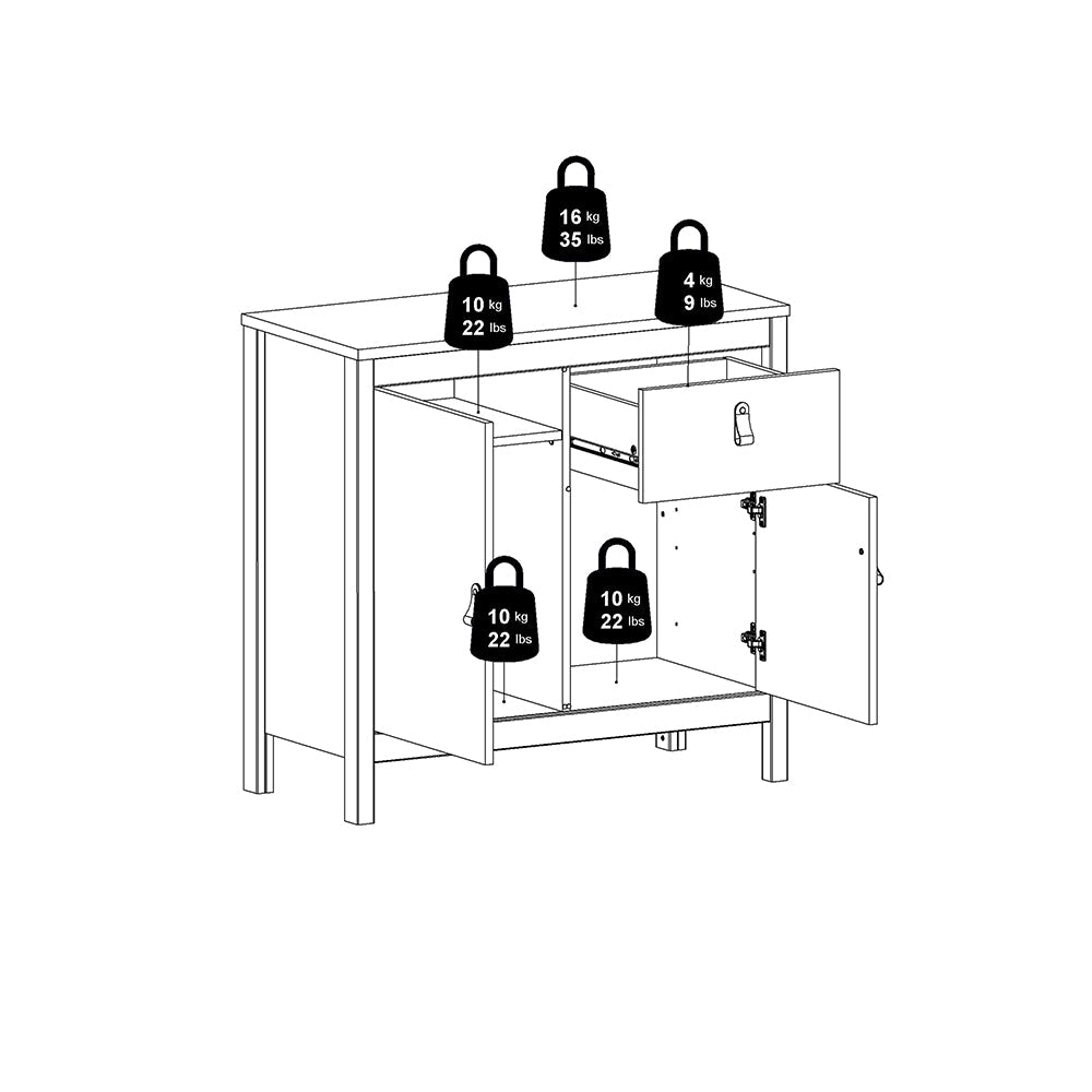 Madrid Sideboard 2 Doors 1 Drawer in White – FTG, view 12
