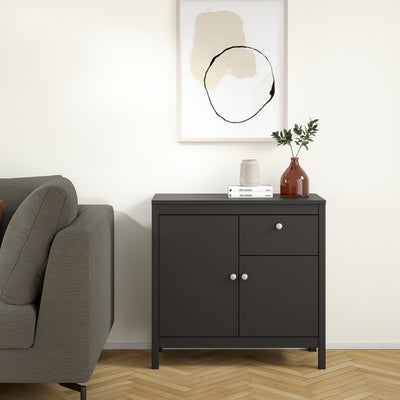 Madrid Sideboard 2 Doors 1 Drawer in Matt Black – FTG, view 7