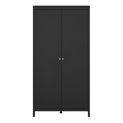 Madrid Wardrobe with 2 Doors in Matt Black – FTG, view 2