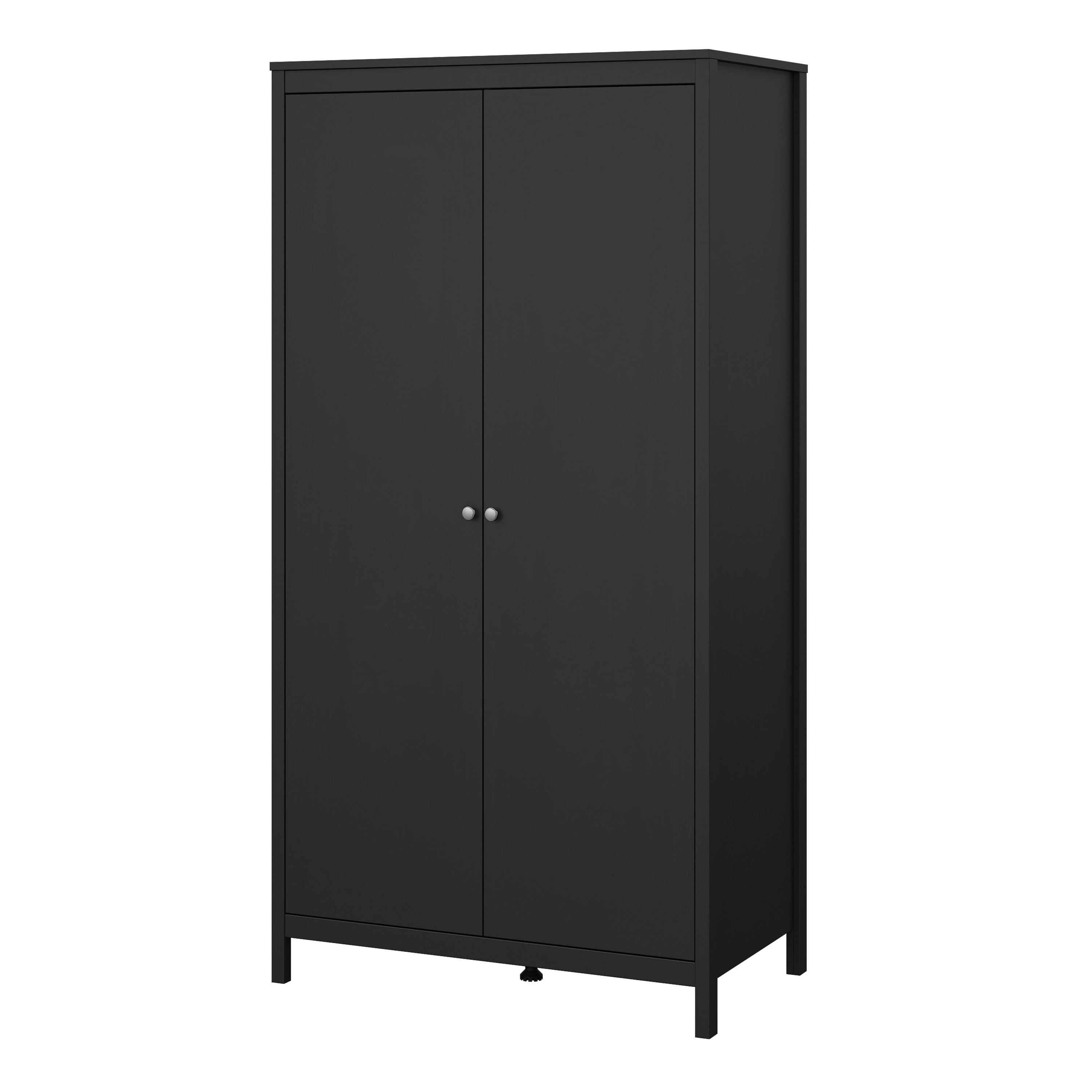 Madrid Wardrobe with 2 Doors in Matt Black – FTG, view 3