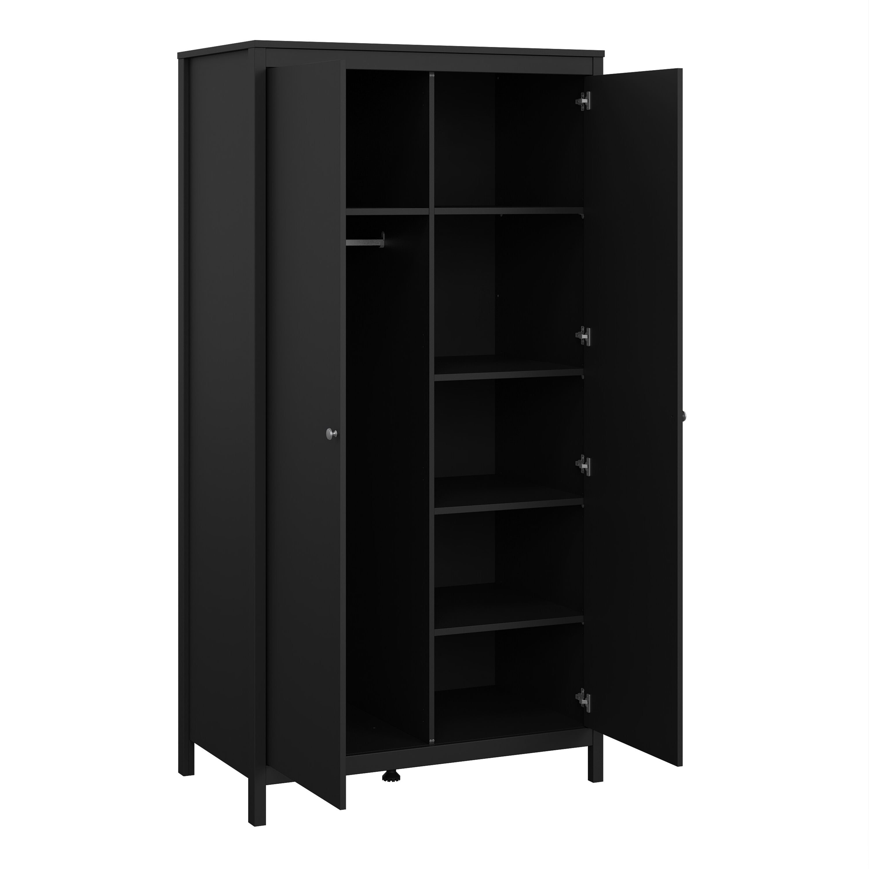 Madrid Wardrobe with 2 Doors in Matt Black – FTG, view 5