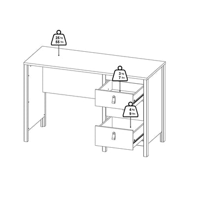 Madrid Desk 3 Drawers White – FTG, view 12