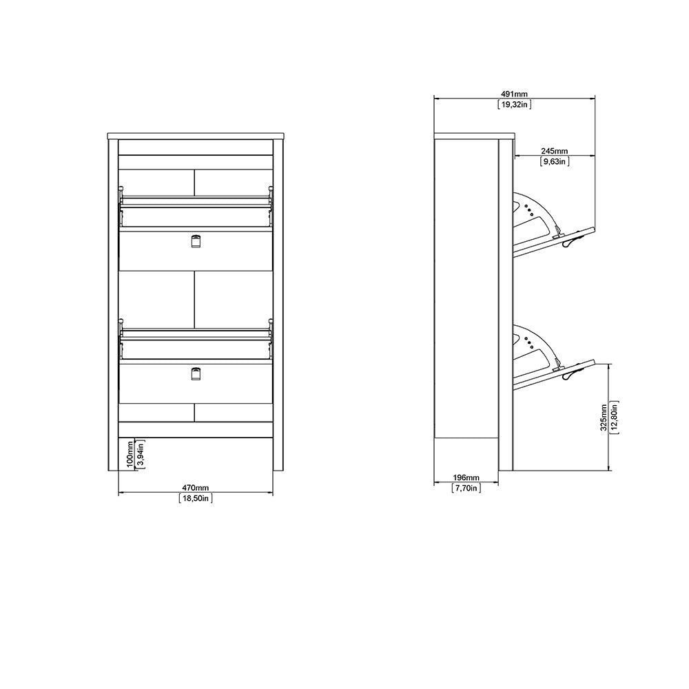 Madrid Shoe Cabinet 2 Flip Down Doors White – FTG, view 10