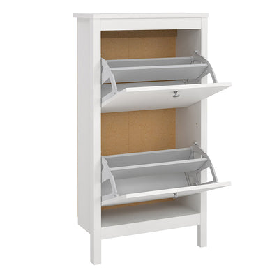 Madrid Shoe Cabinet 2 Flip Down Doors White – FTG, view 5