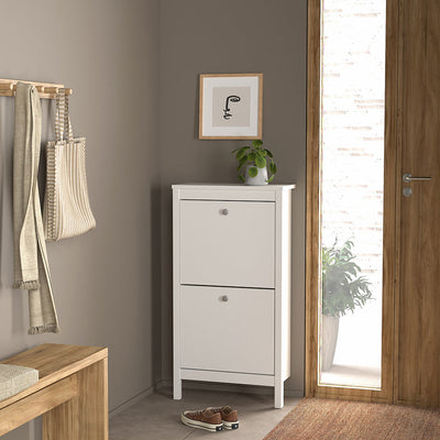Madrid Shoe Cabinet 2 Flip Down Doors White – FTG, view 6