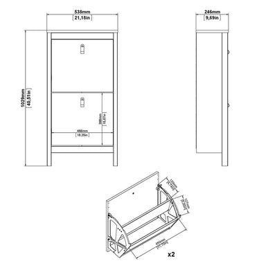 Madrid Shoe Cabinet 2 Flip Down Doors White – FTG, view 9