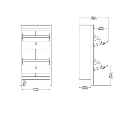 Madrid Shoe Cabinet 2 Flip Down Doors Matt Black – FTG, view 10