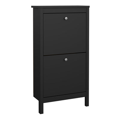 Madrid Shoe Cabinet 2 Flip Down Doors Matt Black – FTG